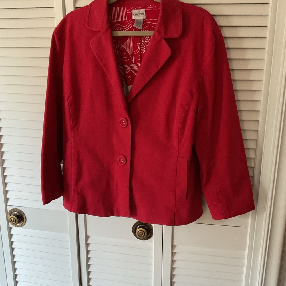 Chico's Vibrant Red Blazer. Chico’s size 2.